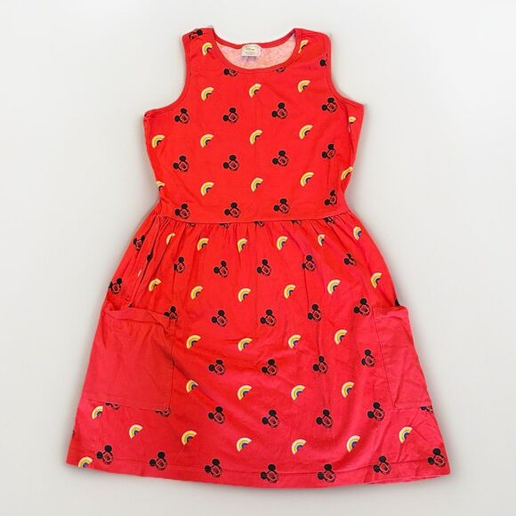 Hanna Andersson SIze 14-16 Mickey Mouse Rainbow Print Red Sleeve Dress - Picture 1 of 5